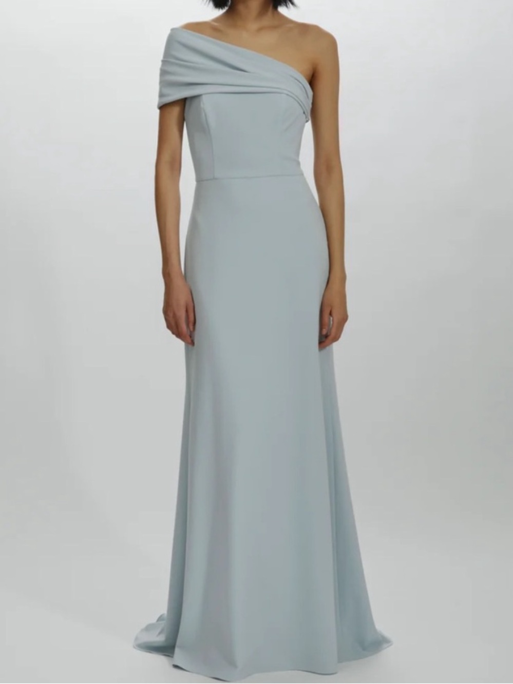 Amsale GB217P Strapless Draped Crepe Gown New Ice Size 20